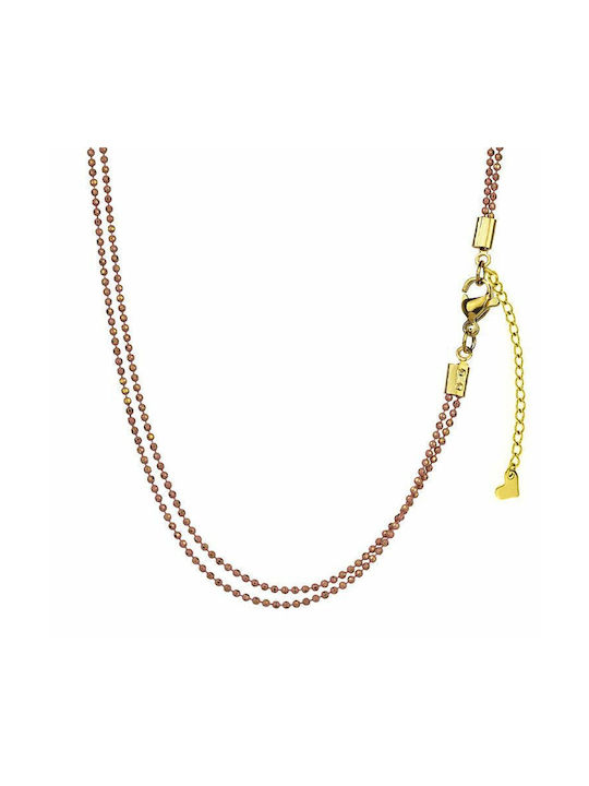 Amor Amor Halskette Doppelter mit Design Schmetterling Vergoldet mit Perlen