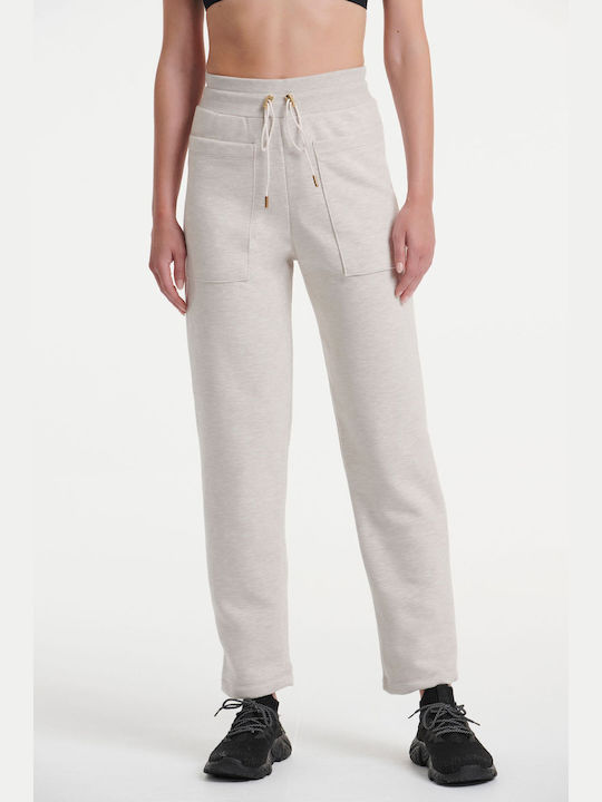 SugarFree Hohe Taille Damen-Sweatpants Jogger Weiß Vlies