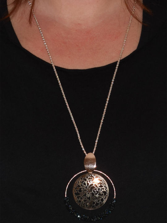 Bizoutaki Tree Necklace Gold Plated Navy Blue