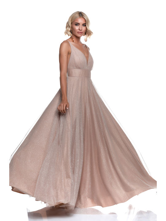 RichgirlBoudoir Maxi Dress for Wedding / Baptism with Tulle Beige