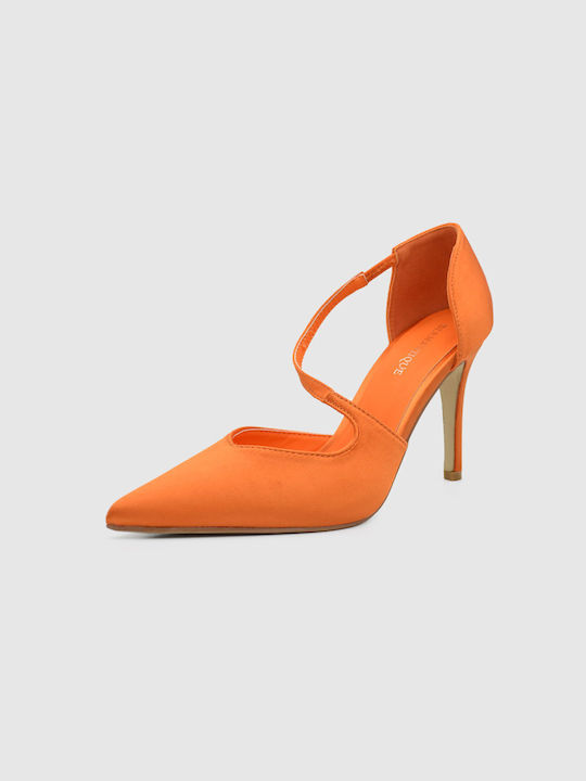 Joya Pointed Toe Orange Heels with Strap