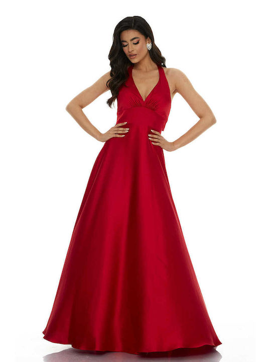 RichgirlBoudoir Sommer Maxi Kleid für Hochzeit / Taufe Satin Rot