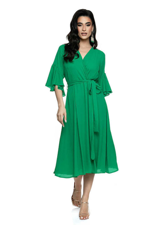 RichgirlBoudoir Summer Midi Dress with Ruffle Green