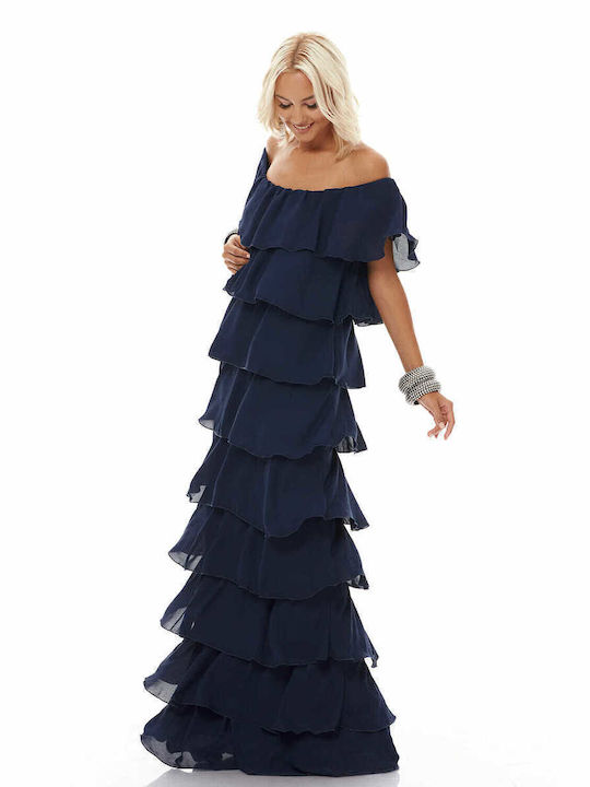 RichgirlBoudoir Maxi Φόρεμα για Γάμο / Βάπτιση Off-Shoulder Navy Μπλε