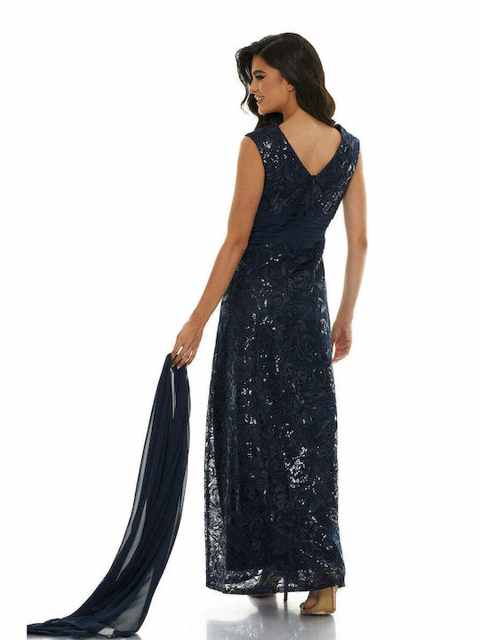 RichgirlBoudoir Summer Maxi Evening Dress with Lace Blue