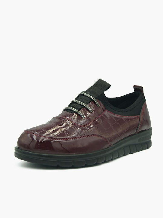 Joya Patent Leather Women's Moccasins in Burgundy Color