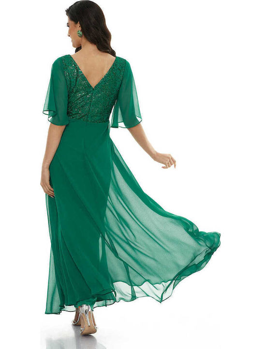 Summer Maxi Dress for Wedding / Baptism Green