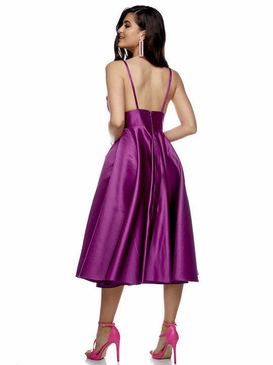 RichgirlBoudoir Midi Slip Dress Dress for Wedding / Baptism Satin Purple