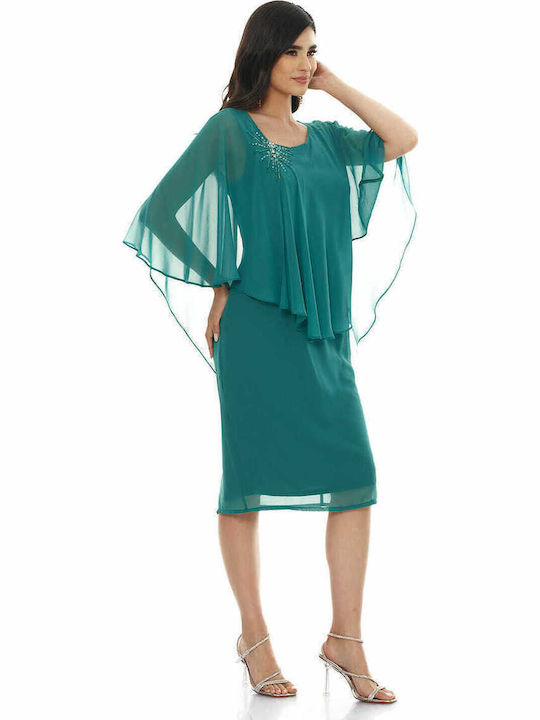 Airy Summer Midi Dress for Wedding Christening Green
