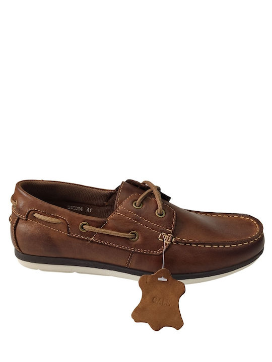 Gale Men's Leather Boat Shoes Tabac Brown