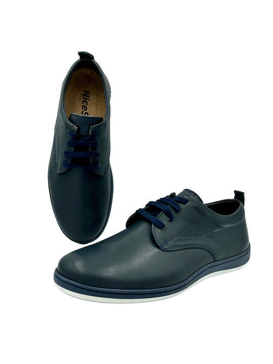 Nice Step Men's Leather Casual Shoes Blue