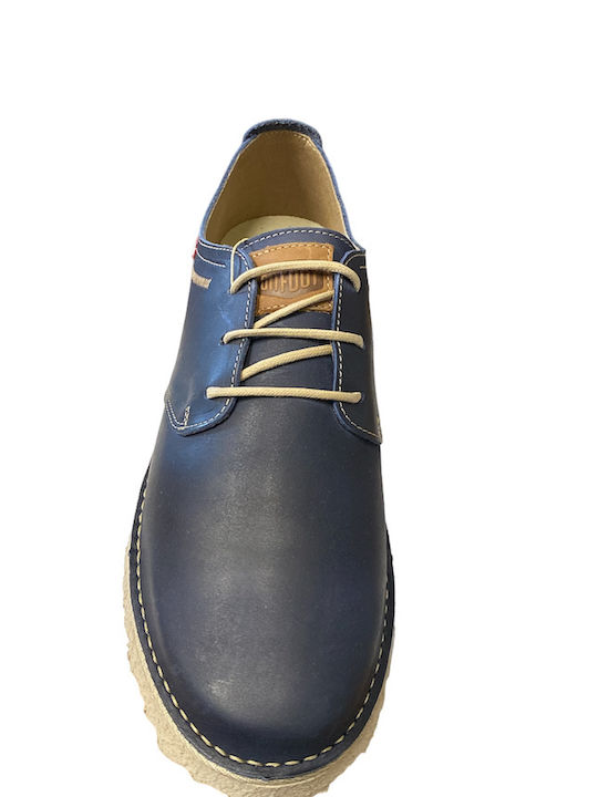 On Foot Men's Leather Casual Shoes Blue .ΜΠΛΕ