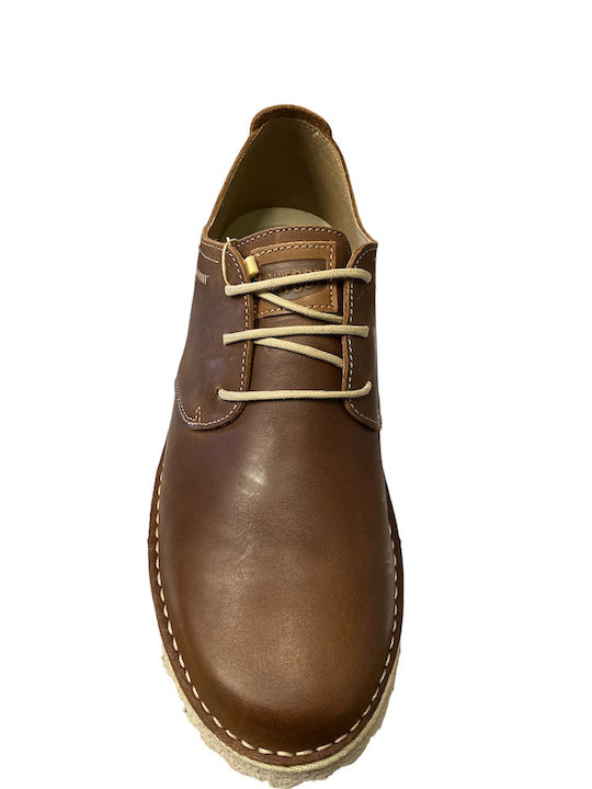 On Foot Men's Leather Casual Shoes Brown .ΚΑΦΕ