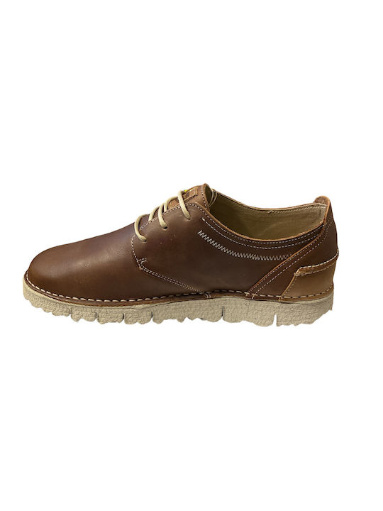 Men's Leather Casual Shoes Brown .ΚΑΦΕ