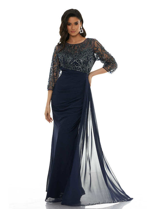 RichgirlBoudoir Maxi Dress for Wedding / Baptism Navy Blue