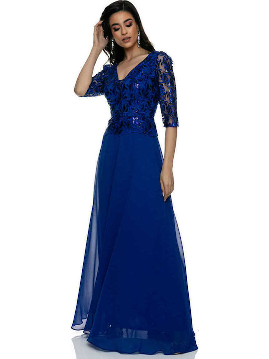 Summer Maxi Dress for Wedding / Baptism Blue