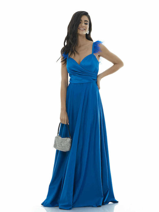 RichgirlBoudoir Maxi Φόρεμα για Γάμο / Βάπτιση Σατέν Μπλε