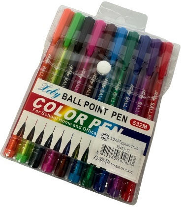 Justnote 10 Pen Ballpoint Multicolour with Multicolour Ink 10pcs