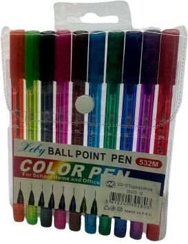 Justnote 10 Pen Ballpoint Multicolour with Multicolour Ink 10pcs
