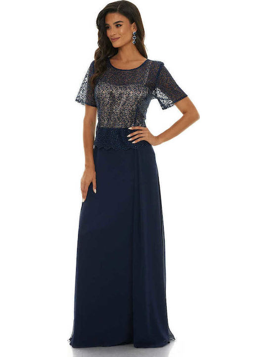 Summer Maxi Dress for Wedding - Christening Navy Blue