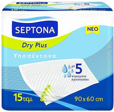 Septona Dry Plus Υποσέντονα Ακράτειας με 5 Στρώματα Προστασίας 60x90cm 15τμχ