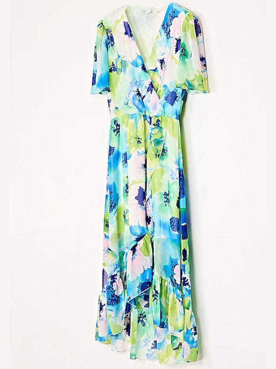 Cuca Summer Midi Dress Wrap with Ruffle