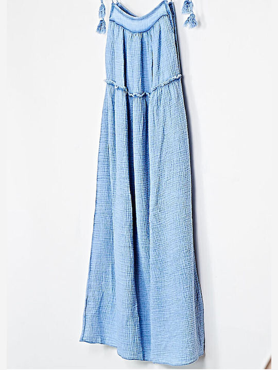 Cuca Καλοκαιρινό Maxi Φόρεμα Γαλάζιο