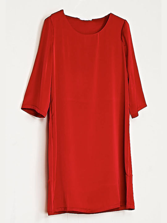 Cuca Summer Mini Dress Satin Red
