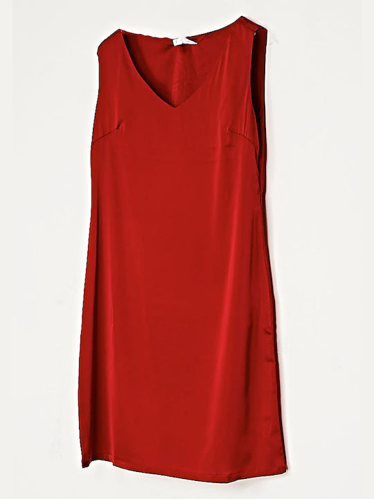 Cuca Summer Mini Dress Satin Red