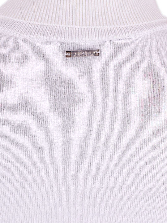 Mini Knitted Dress with Turtleneck White