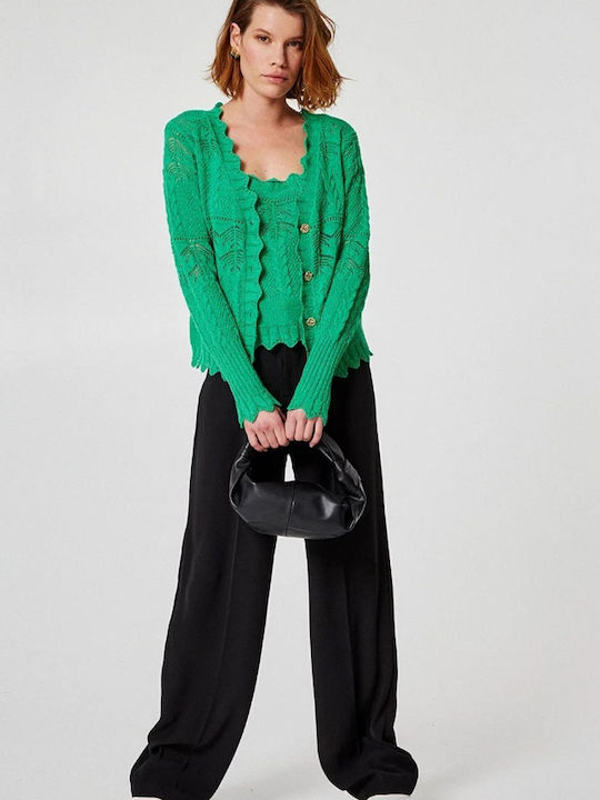 Women's Knitted Cardigan with Buttons Green