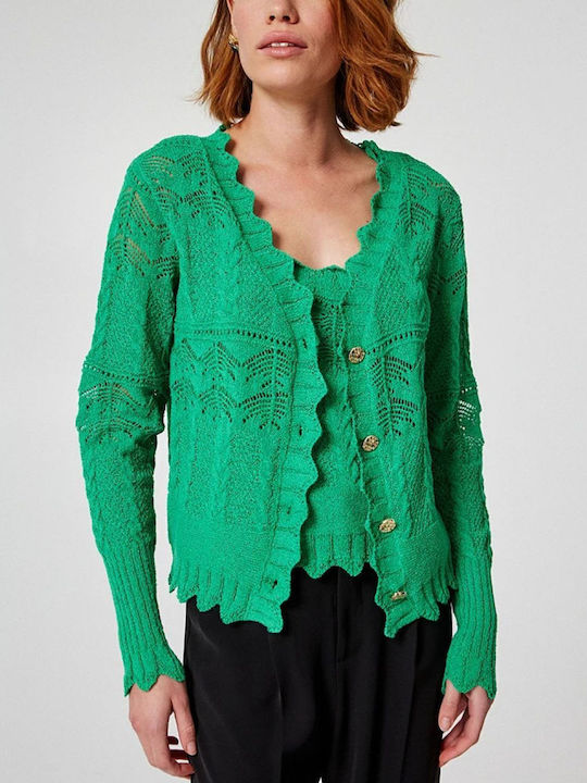Women's Knitted Cardigan with Buttons Green
