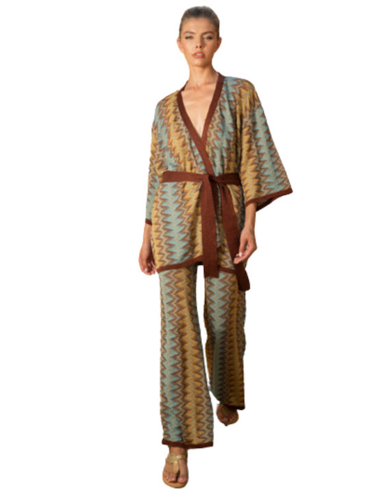 Portami Damen Kimono Mehrfarbig