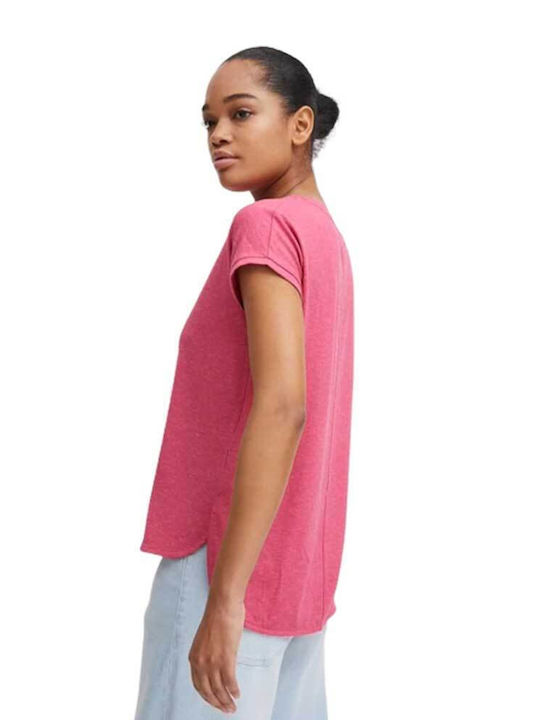 ICHI Women's Summer Blouse Short Sleeve Fuchsia