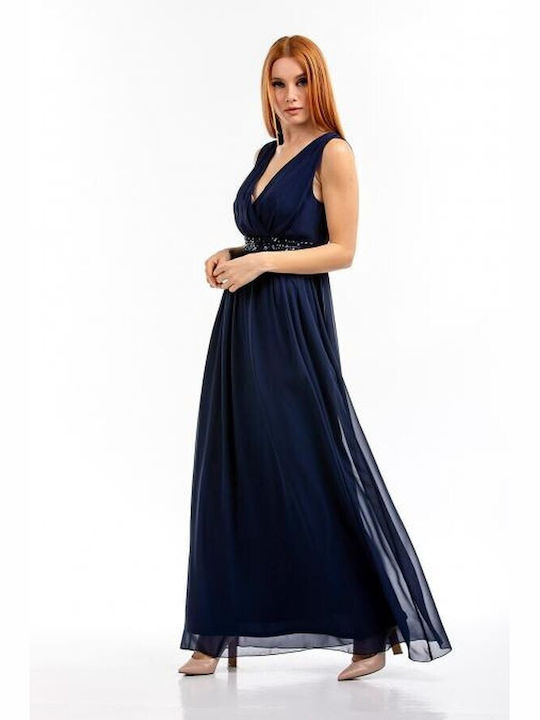 Bellino Summer Maxi Evening Dress Wrap Navy Blue