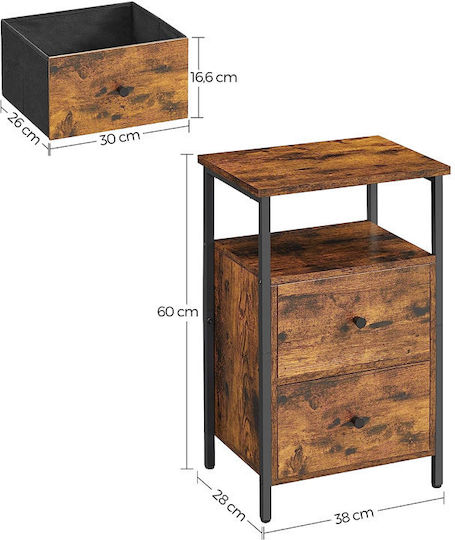 Nachttisch Metall Braun 38x28x60cm