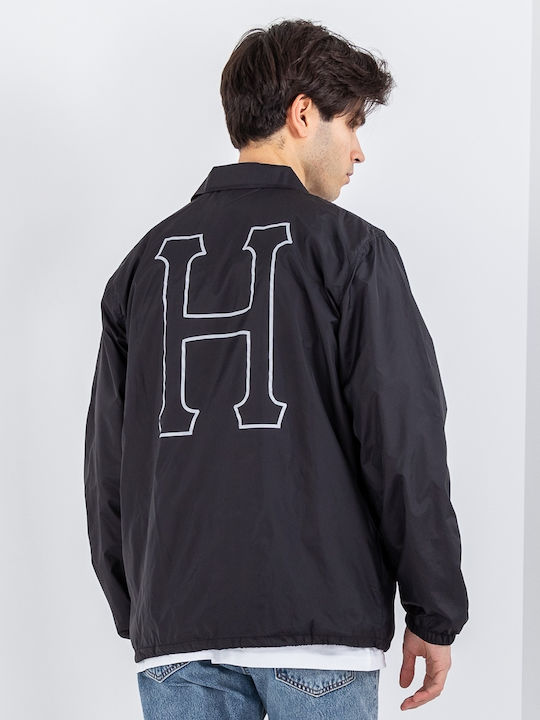 HUF H Coaches Herren Winter Jacke Lässig Schwarz