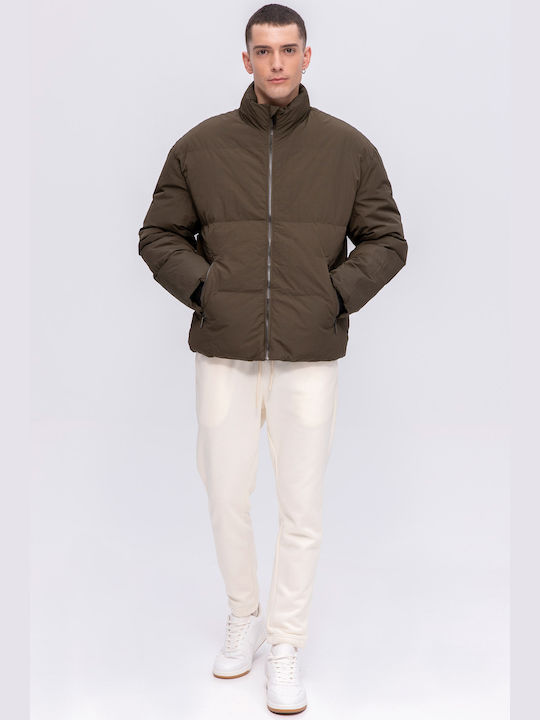 Aristoteli Bitsiani Men's Winter Puffer Jacket Khaki