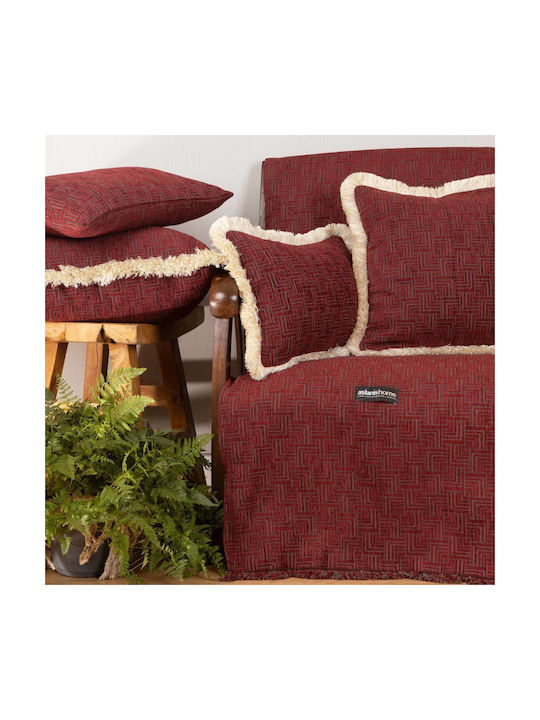 Aslanis Home Decorative Pillow Case New Maze from 100% Cotton Burgundy 60x60cm.