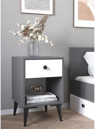 Amari Wooden Bedside Table Gray 43x43x67.5cm