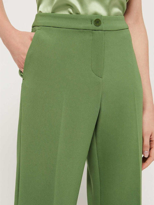 Women's Fabric Trousers Flared Green