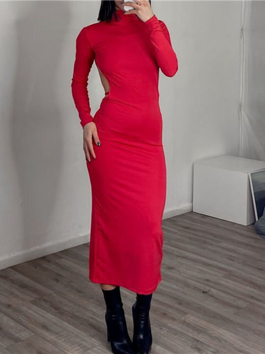 Chica Midi Abendkleid Offener Rücken Rot