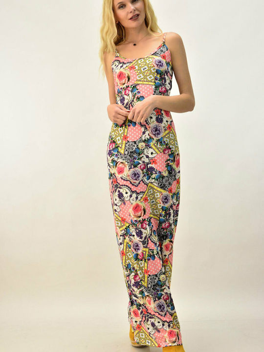 First Woman Sommer Maxi Slip Dress Kleid Rosa