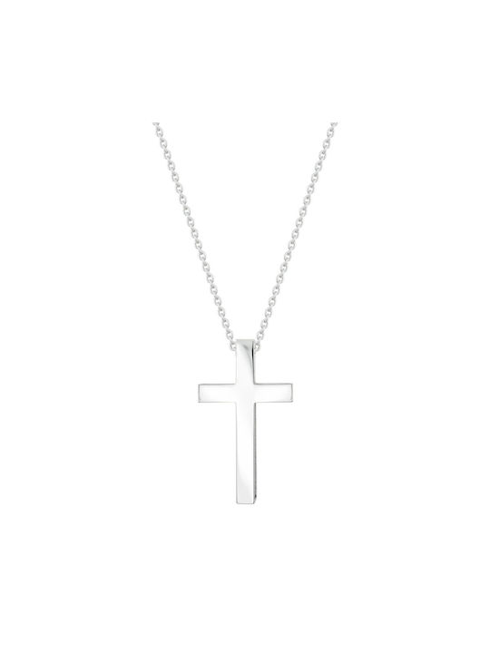 Kiriakos Gofas Men's White Gold Cross 18K with Chain