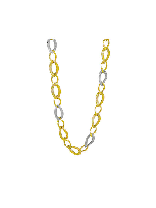 Kiriakos Gofas Two-tone Chain Neck made of Gold 14K Wide Thickness 11mm and Length 75cm