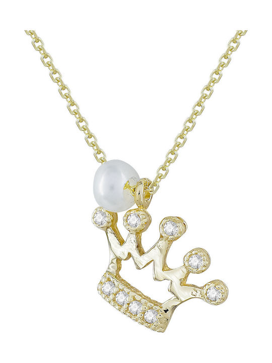 Kiriakos Gofas Charm mit Design Tiara aus Gold 14K mit Perlen