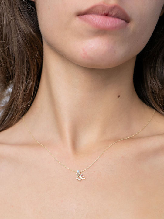 Kiriakos Gofas Charm mit Design Tiara aus Gold 14K mit Perlen