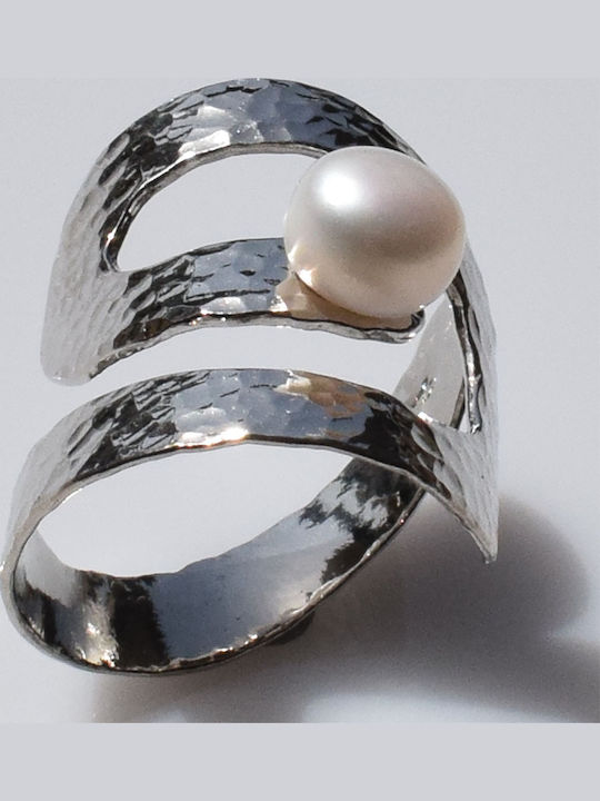 Bizoutaki Ring with Pearls made of Silver