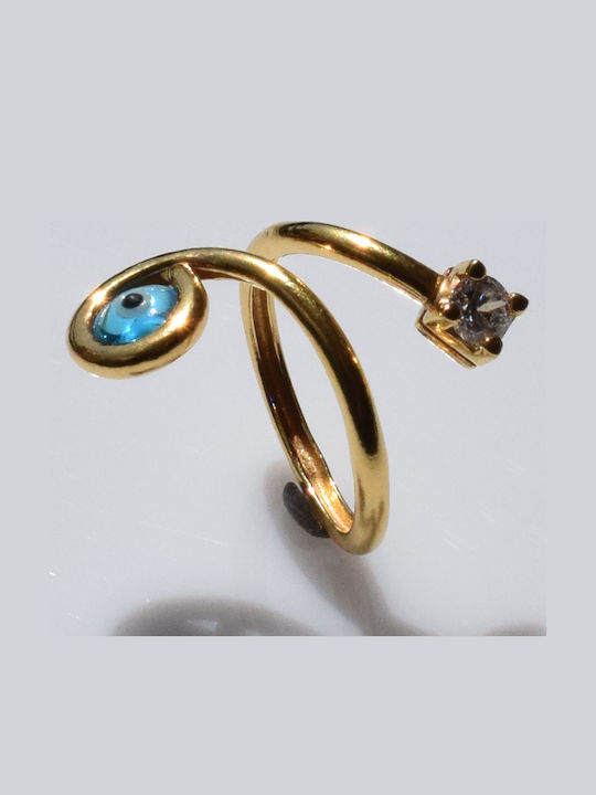Bizoutaki Ring with Zircon made of Silver Gold Plated