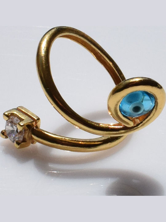Bizoutaki Ring with Zircon made of Silver Gold Plated